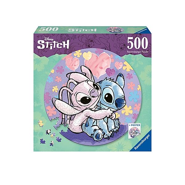 Ravensburger Puzzle 17581 - Stitch - 500 Teile Rundpuzzle für Erwachsene und Kinder ab 14 Jahren