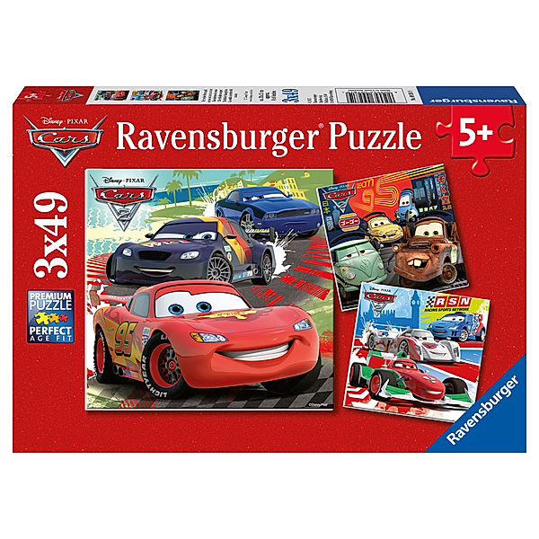 Ravensburger Verlag Ravensburger Puzzle Disney Cars: Weltweiter Rennspass, 3x49 Teile