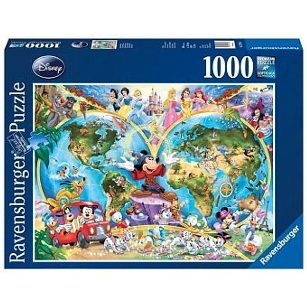 Ravensburger Verlag Ravensburger Puzzle - Disney Weltkarte, 1000 Teile