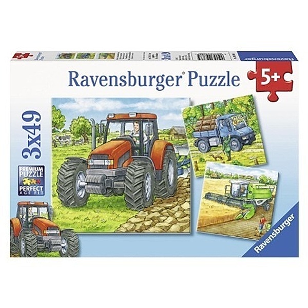 Ravensburger Verlag Ravensburger Puzzle Große Landmaschinen, 3 x 49 Teile