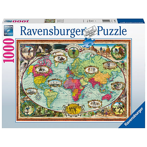 Ravensburger Verlag Ravensburger Puzzle - Mit dem Fahrrad um die Welt - 1000 Teile