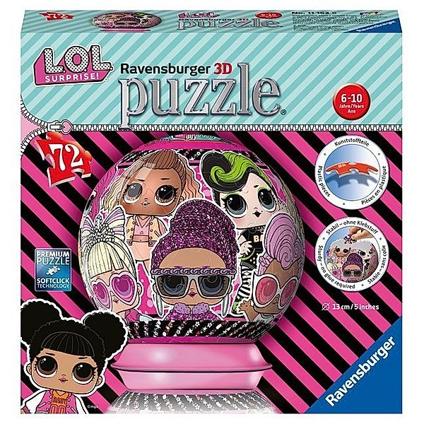 Ravensburger Verlag Ravensburger Puzzle - Ravensburger 3D Puzzle 11162 - Puzzle-Ball L.O.L. Surprise! - 72 Teile - Puzzle-Ball für L.O.L. Surprise! Fans ab 6 Jahren