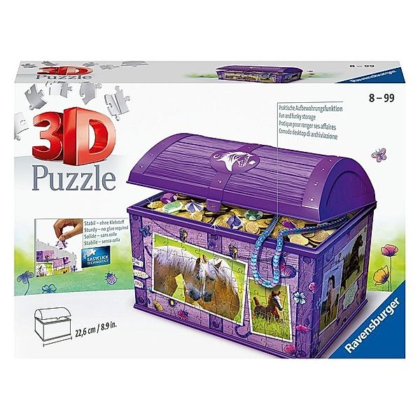 Ravensburger Verlag Ravensburger Puzzle - Ravensburger 3D Puzzle 11173 - Schatztruhe Pferde - ab 8 Jahren - 216 Teile - Aufbewahrungsbox mit praktischem Deckel