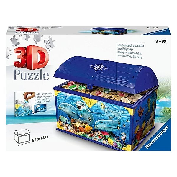 Ravensburger Verlag Ravensburger Puzzle - Ravensburger 3D Puzzle 11174 - Schatztruhe Unterwasserwelt - ab 8 Jahren - 216 Teile - Aufbewahrungsbox mit praktischem Deckel