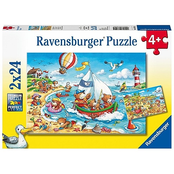 Ravensburger Verlag Ravensburger Puzzle - Ravensburger Kinderpuzzle - 07829 Urlaub am Meer - Puzzle für Kinder ab 4 Jahren, mit 2x24 Teilen