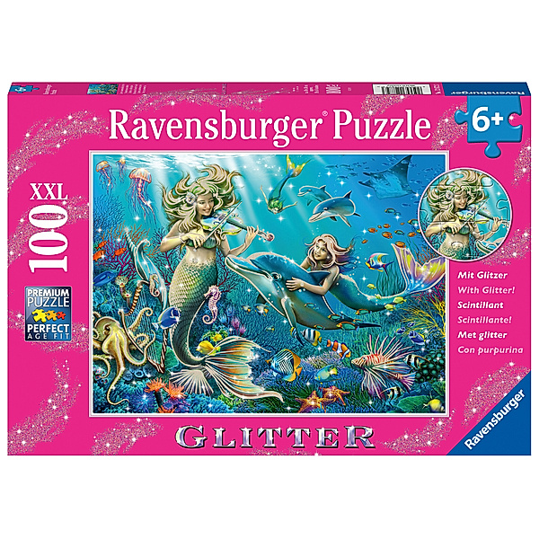 Ravensburger Verlag Ravensburger Puzzle - Ravensburger Kinderpuzzle - 12872 Unterwasserschönheiten - Meerjungfrau-Puzzle für Kinder ab 6 Jahren, mit 100 Teilen im XXL-Format, mit Glitter