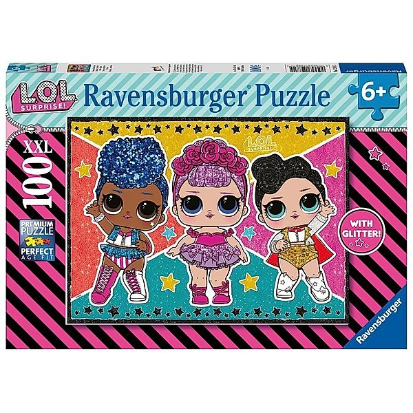 Ravensburger Verlag Ravensburger Puzzle - Ravensburger Kinderpuzzle - 12881 Stars und Sternchen - L.O.L. Surprise!-Puzzle für Kinder ab 6 Jahren, mit 100 Teilen im XXL-Format, mit Glitter