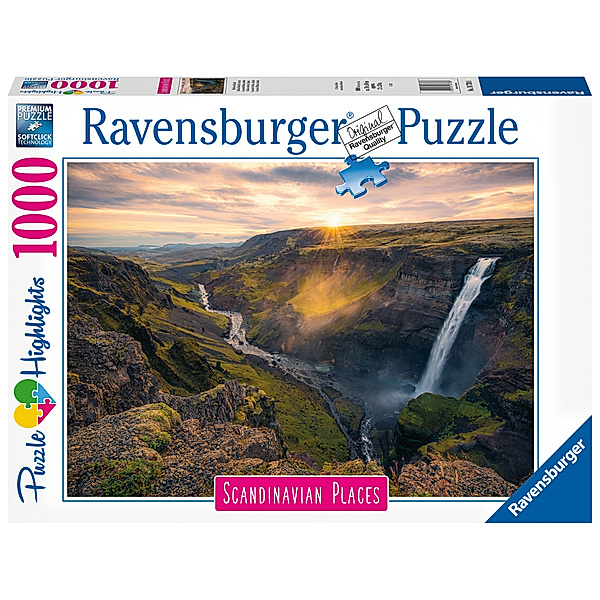 Ravensburger Verlag Ravensburger Puzzle Scandinavian Places 16738 - Haifoss auf Island - 1000 Teile Puzzle für Erwachsene und Kinder ab 14 Jahren