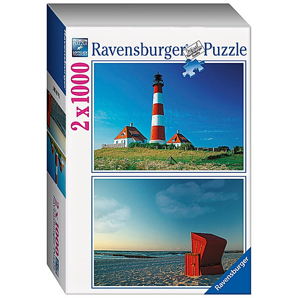 Ravensburger Puzzle Set Leuchtturm - Strandkorb, 2 x 1.000 Teile