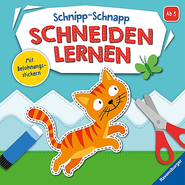 Ravensburger Schnipp-Schnapp Schneiden lernen - Schneiden und Kleben ab 3 Jahren - Block mit Belohnungsstickern und Profi-Urkunde - Perforierte Seiten, Rina Gregor