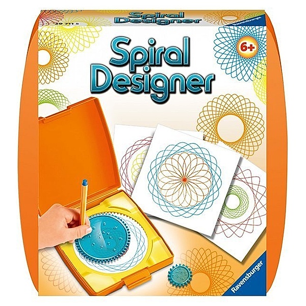 Ravensburger Verlag Ravensburger Spiral-Designer Mini, Zeichnen lernen für Kinder ab 6 Jahren, Kreatives Zeichen-Set mit Mandala-Schablone für farbenfrohe Spiralbilder und Mandalas