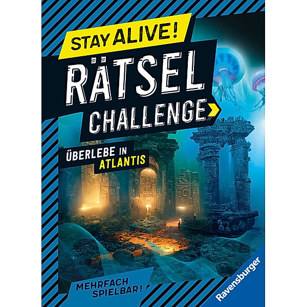 Ravensburger Stay alive! Rätsel-Challenge - Überlebe in Atlantis - Rätselbuch für Gaming-Fans ab 8 Jahren, Elena Bruns