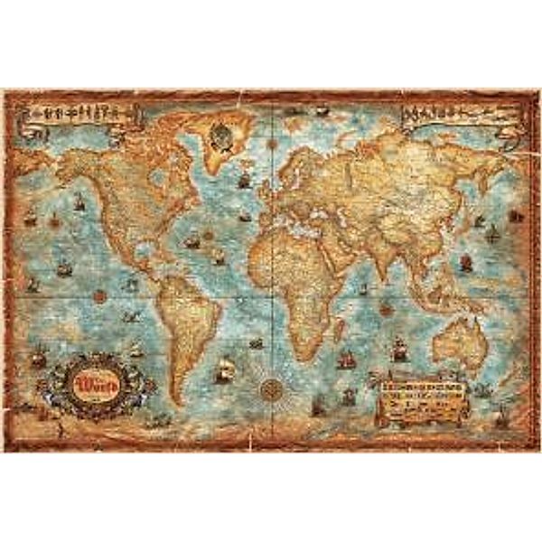 Rayworld Modern World Antique Map laminiert