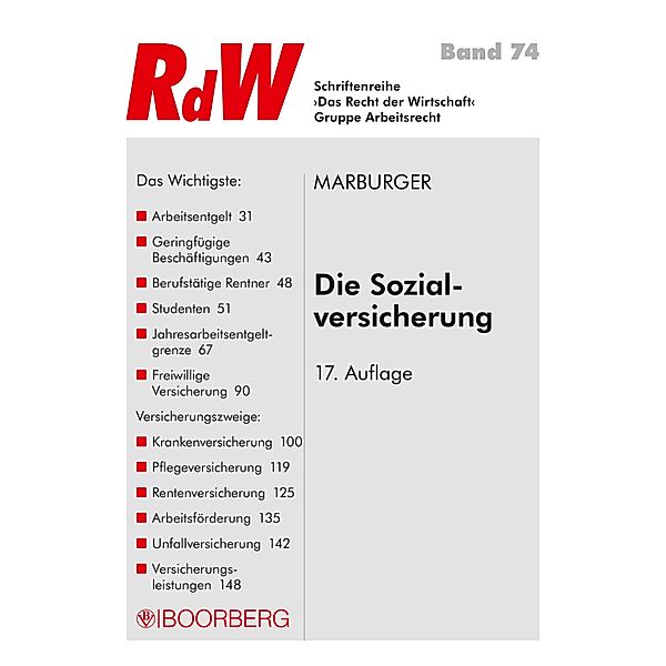 RdW: 74 Die Sozialversicherung, Horst Marburger