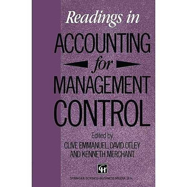 Readings in Accounting for Management Control, David Otley and Kenneth Merchant Clive Emmanuel