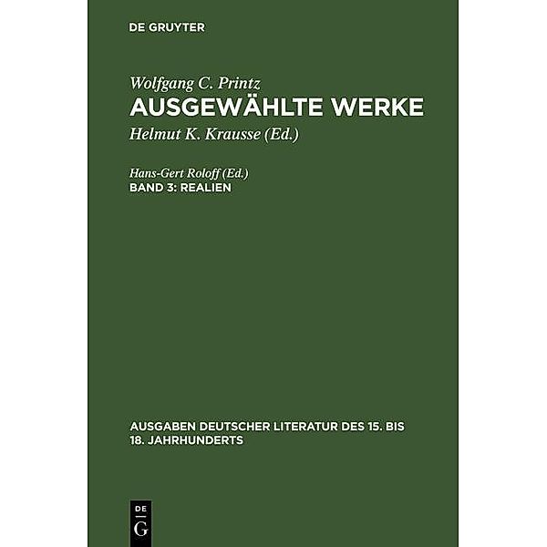 Realien / Ausgaben deutscher Literatur des 15. bis 18. Jahrhunderts Bd.144, Wolfgang Caspar Printz