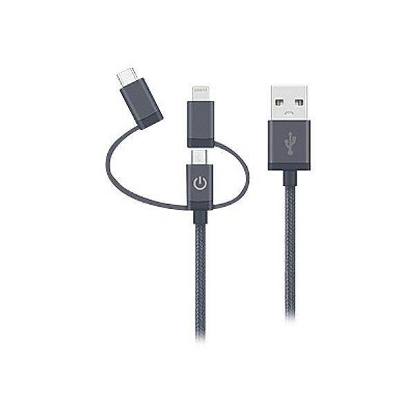 REALPOWER 3in1 Sync- und Ladekabel mit Lightning Micro-USB und USB Type-C  MFI zertifiziert