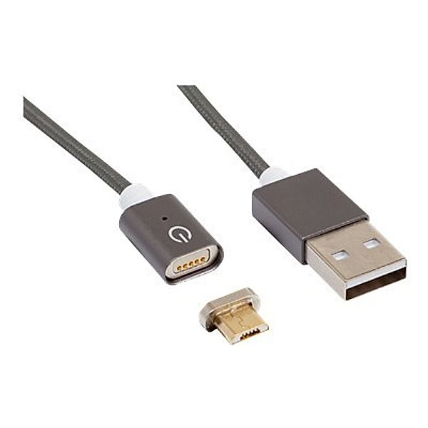 REALPOWER Magnetic mobile M Magnetisches Micro-USB Sync- und Ladekabel, dunkelgrau, 1m