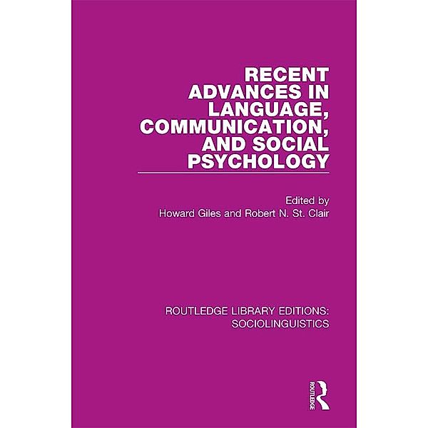 Recent Advances in Language, Communication, and Social Psychology