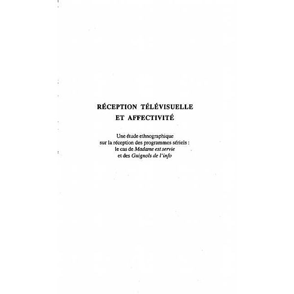 Reception Televisuelle et Affectivite / Hors-collection, Stephane Galbo