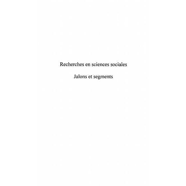 RECHERCHES EN SCIENCES SOCIALES / Hors-collection, Collectif