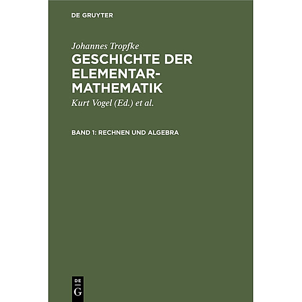 Rechnen und Algebra, Johannes Tropfke