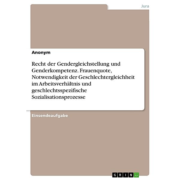 Recht der Gendergleichstellung und Genderkompetenz. Frauenquote, Notwendigkeit der Geschlechtergleichheit im Arbeitsverhältnis und geschlechtsspezifische Sozialisationsprozesse