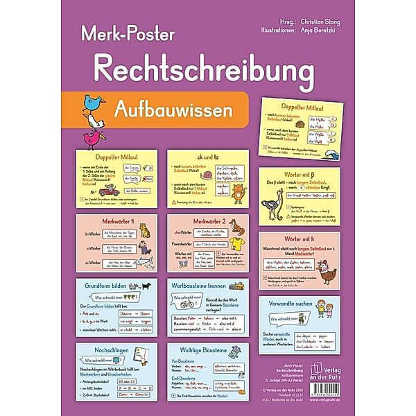 Rechtschreibung - Aufbauwissen, 12 farbige A3-Poster