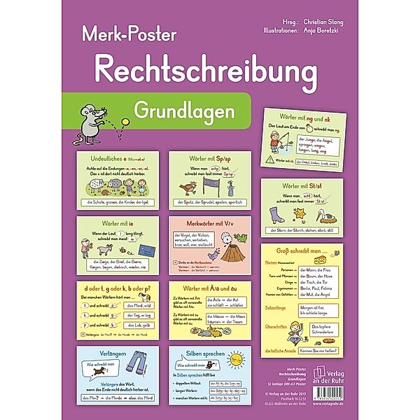 Rechtschreibung - Grundlagen, 12 farbige A3-Poster