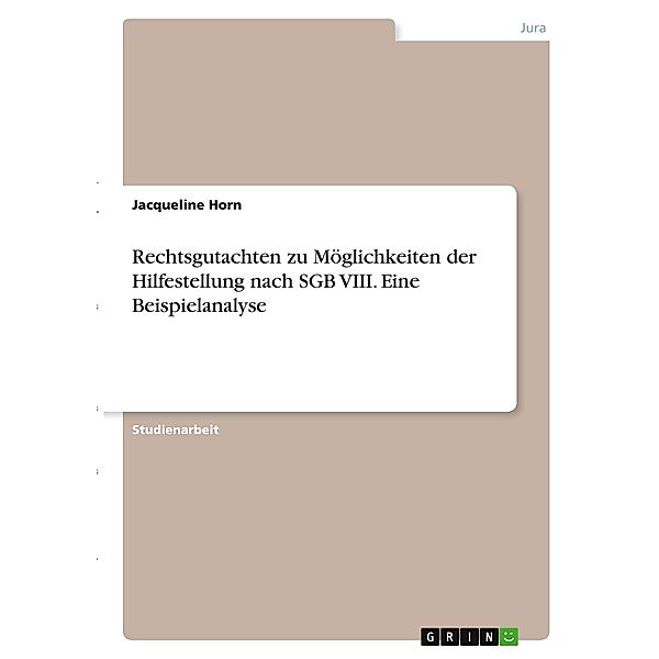 Rechtsgutachten zu Möglichkeiten der Hilfestellung nach SGB VIII. Eine Beispielanalyse, Jacqueline Horn