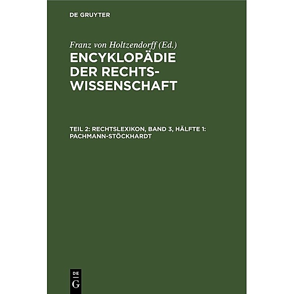 Rechtslexikon, Band 3, Hälfte 1: Pachmann-Stöckhardt