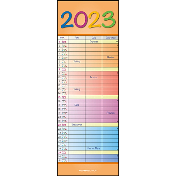 Regenbogen 2023 - Slim-Notes - Streifenkalender - 14,85x42