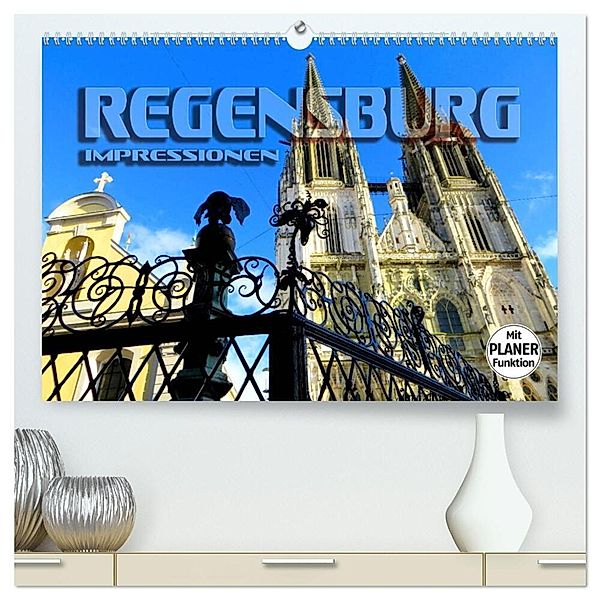 REGENSBURG - Impressionen (hochwertiger Premium Wandkalender 2024 DIN A2 quer), Kunstdruck in Hochglanz, Renate Bleicher