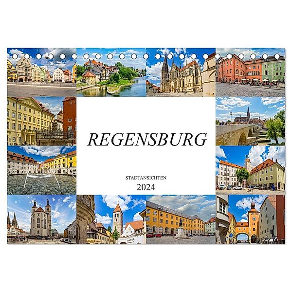 Regensburg Stadtansichten (Tischkalender 2024 DIN A5 quer), CALVENDO Monatskalender, Dirk Meutzner