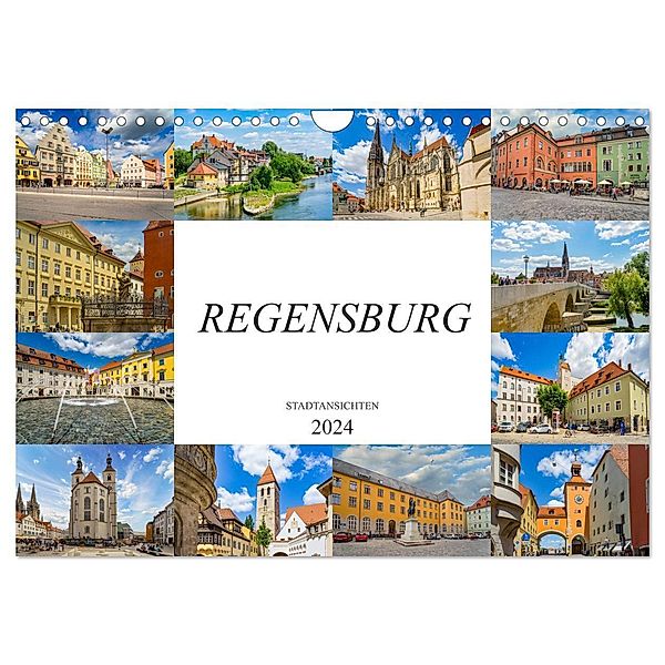 Regensburg Stadtansichten (Wandkalender 2024 DIN A4 quer), CALVENDO Monatskalender, Dirk Meutzner