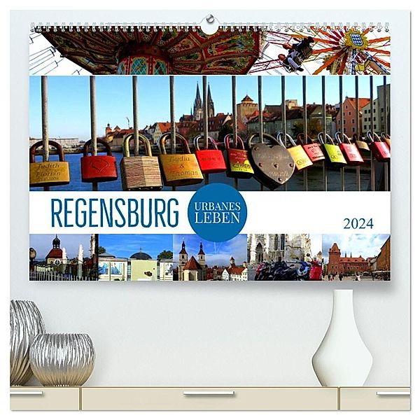 REGENSBURG - urbanes Leben (hochwertiger Premium Wandkalender 2024 DIN A2 quer), Kunstdruck in Hochglanz, Renate Bleicher