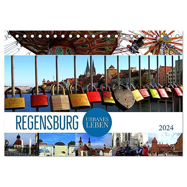 REGENSBURG - urbanes Leben (Tischkalender 2024 DIN A5 quer), CALVENDO Monatskalender, Renate Bleicher