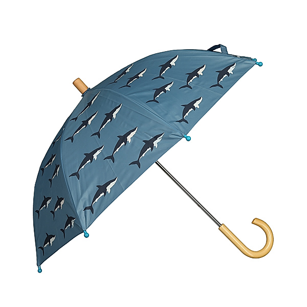 Hatley Regenschirm COLOUR CHANGING - SWIMMING SHARKS in blau