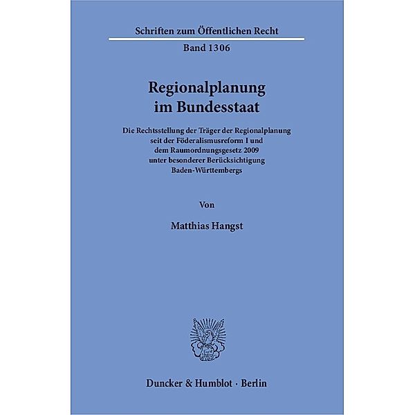 Regionalplanung im Bundesstaat, Matthias Hangst