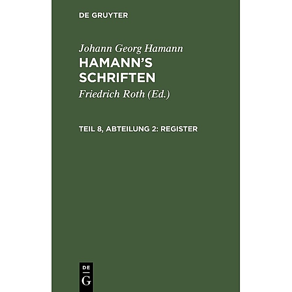 Register, Johann Georg Hamann