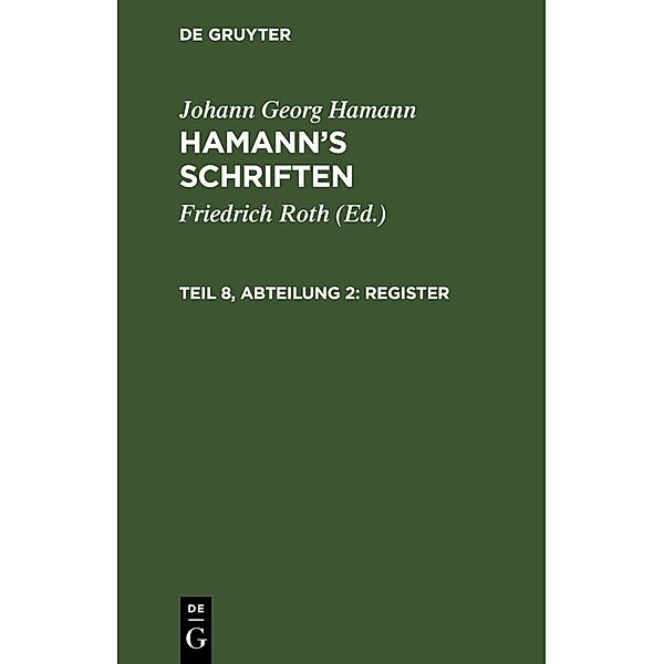 Register, Johann Georg Hamann