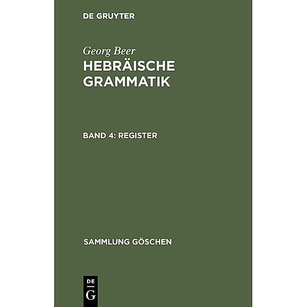 Register / Sammlung Göschen Bd.4765, Georg Beer