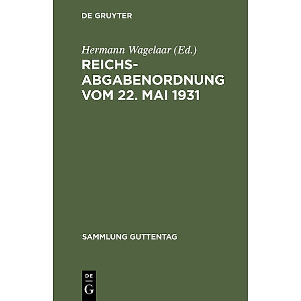 Reichsabgabenordnung vom 22. Mai 1931