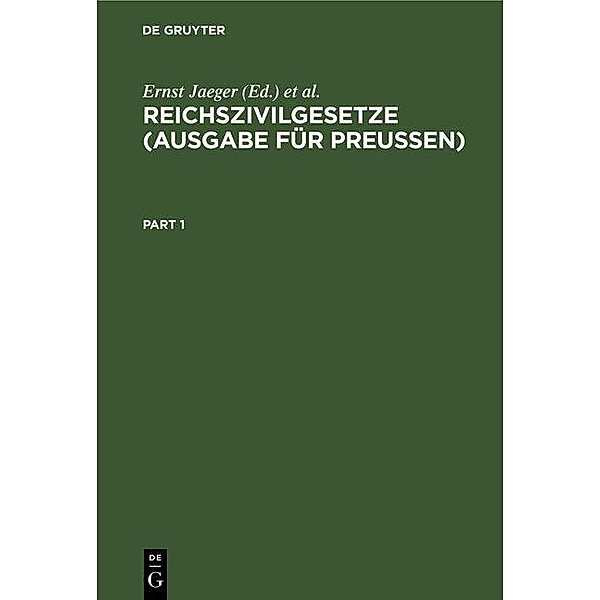 Reichszivilgesetze (Ausgabe für Preußen)