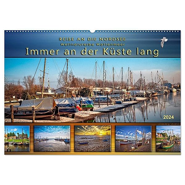 Reise an die Nordsee - Weltnaturerbe Wattenmeer, immer an der Küste lang (Wandkalender 2024 DIN A2 quer), CALVENDO Monatskalender, Peter Roder