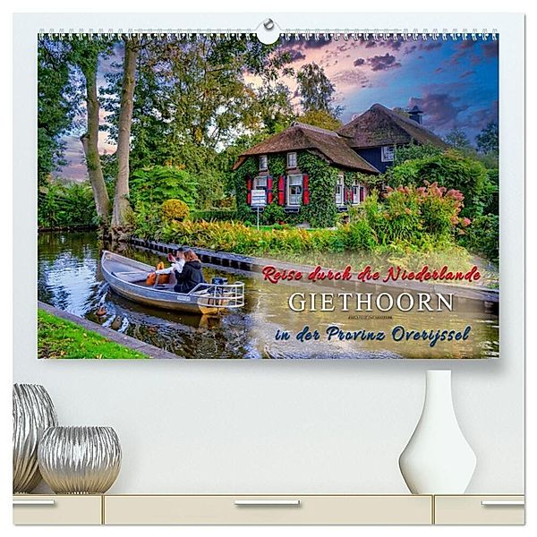 Reise durch die Niederlande - Giethoorn in der Provinz Overijssel (hochwertiger Premium Wandkalender 2025 DIN A2 quer), Kunstdruck in Hochglanz, Calvendo, Peter Roder