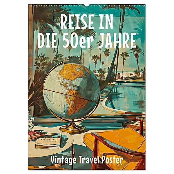 Reise in die 50er Jahre. Vintage Travel Poster. (Wandkalender 2025 DIN A2 hoch), CALVENDO Monatskalender, Calvendo, Petra Zarre