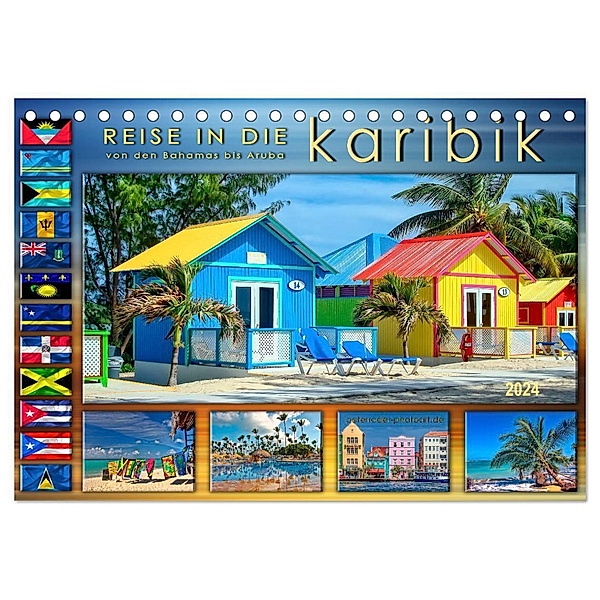 Reise in die Karibik - von den Bahamas bis Aruba (Tischkalender 2024 DIN A5 quer), CALVENDO Monatskalender, Peter Roder