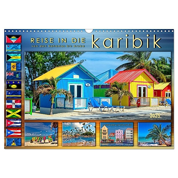 Reise in die Karibik - von den Bahamas bis Aruba (Wandkalender 2025 DIN A3 quer), CALVENDO Monatskalender, Calvendo, Peter Roder