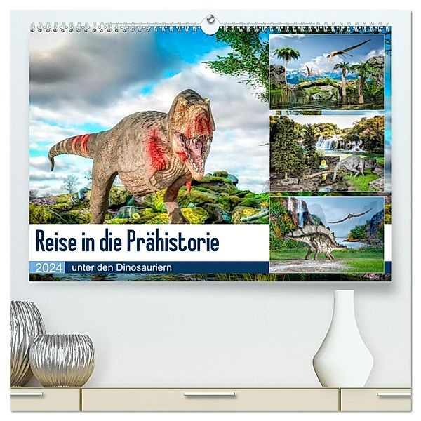 Reise in die Prähistorie - unter den Dinosauriern (hochwertiger Premium Wandkalender 2024 DIN A2 quer), Kunstdruck in Hochglanz, Alain Gaymard